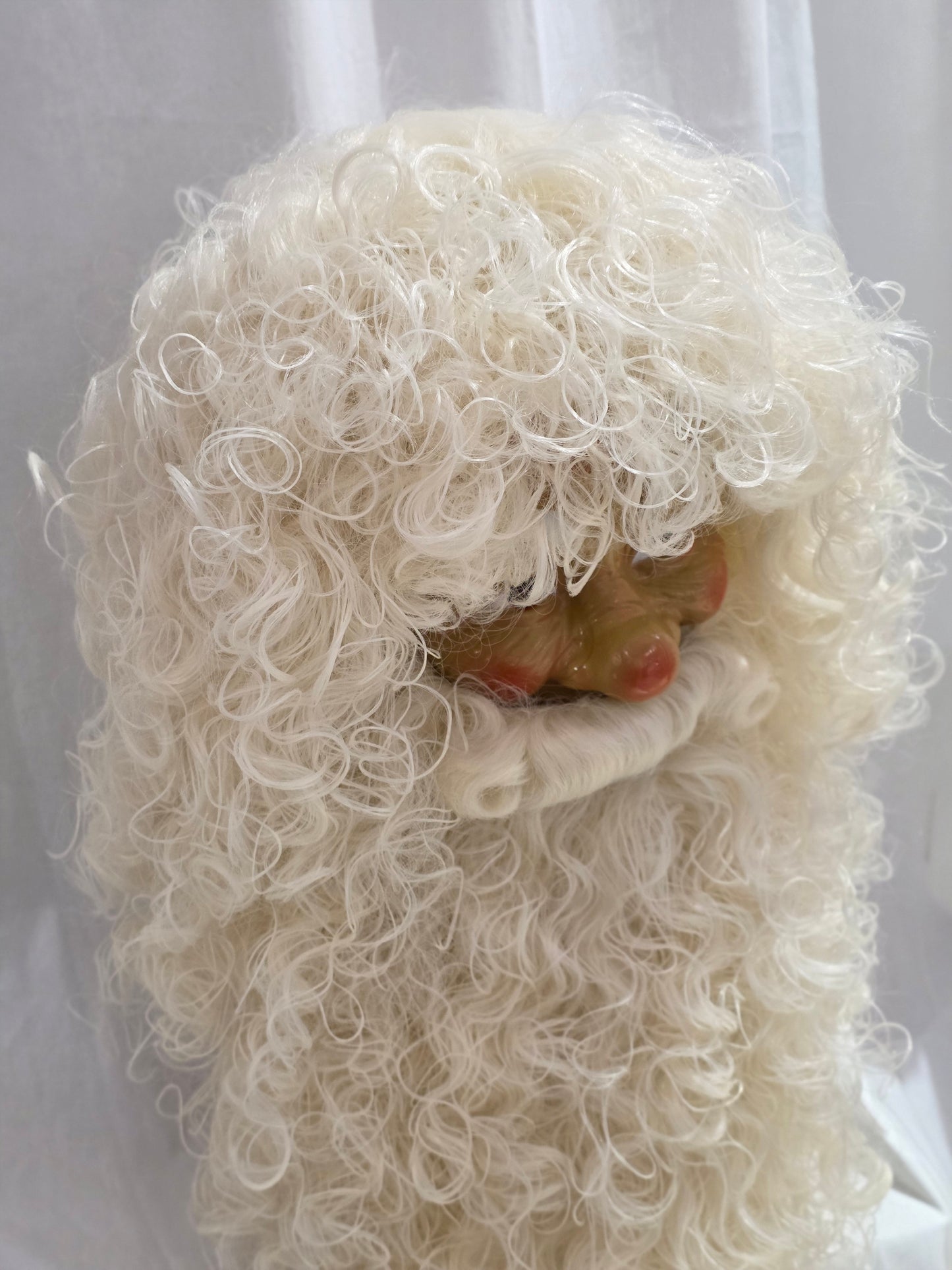 Joulupukin parta ja peruukki Classic Extra Long, luonnonvalkoinen