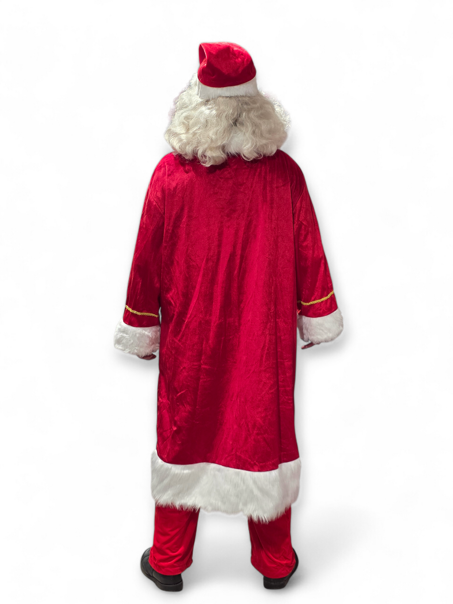 Ammattilaistasoinen joulupukin mantteli kultakirjailulla (+ vyö ja lakki) Deluxe