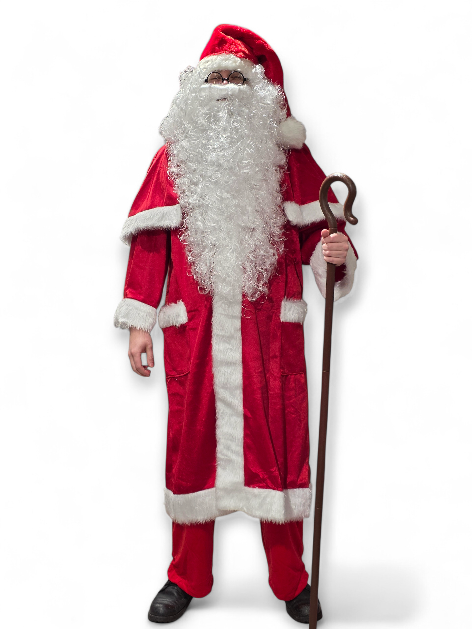 Joulupukin mantteli kiinteällä viittaosalla (koko L-XXL)