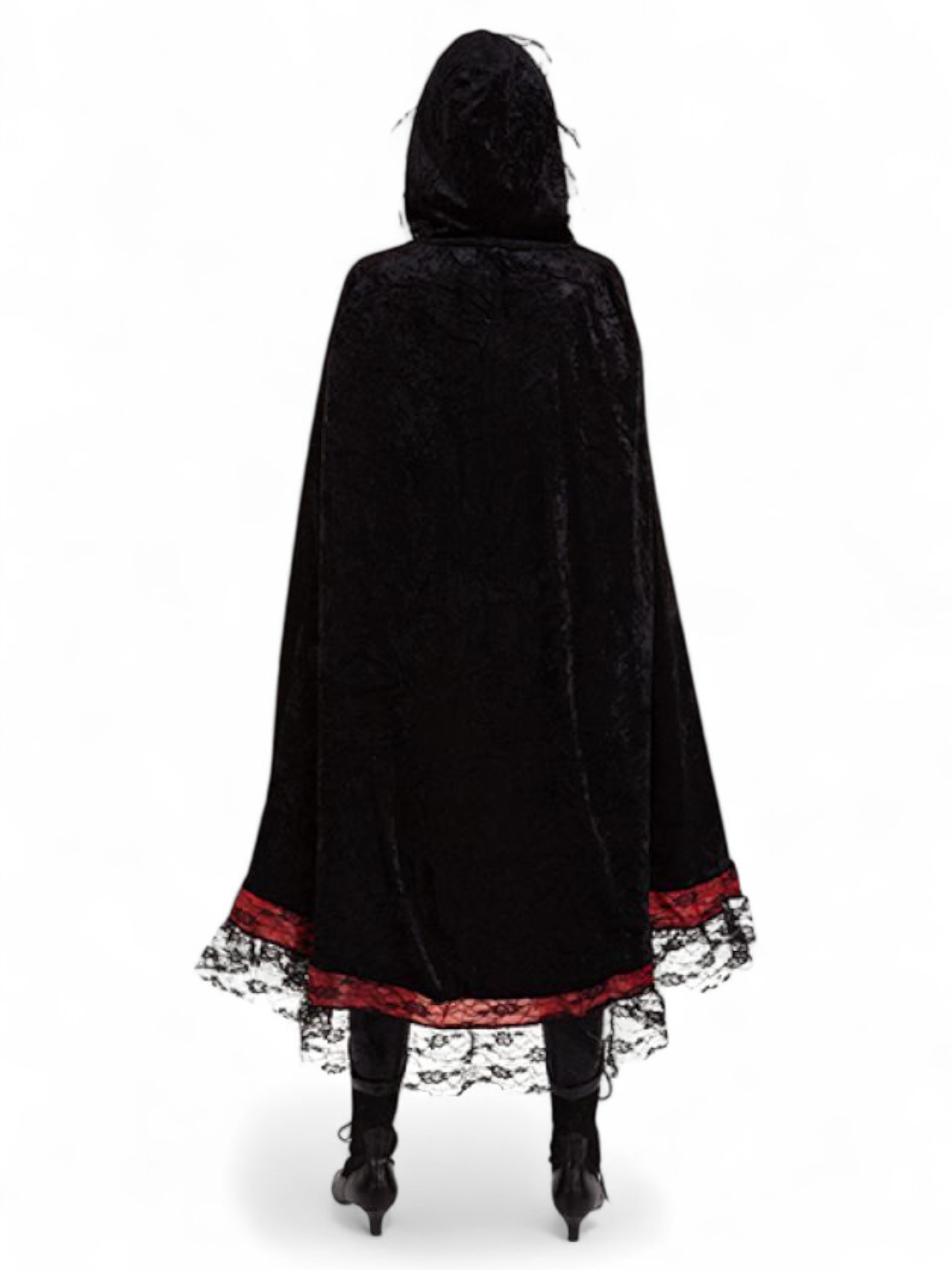 Hupullinen samettiviitta pitsikoristeilla Deluxe