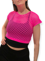 Joustava verkkotoppi, neonpinkki (UV)