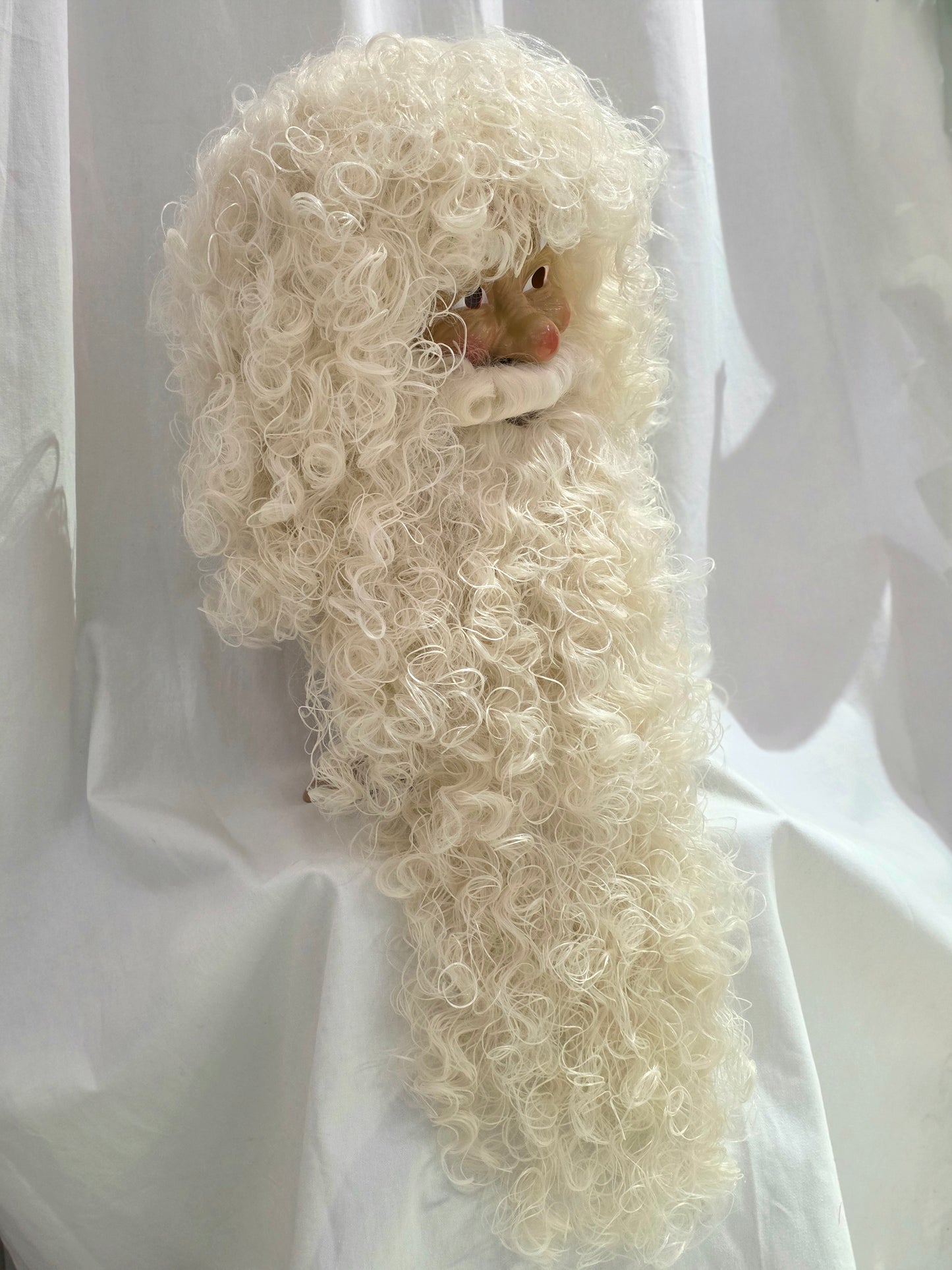 Joulupukin parta ja peruukki Classic Extra Long, luonnonvalkoinen