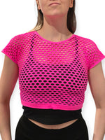 Joustava verkkotoppi, neonpinkki (UV)