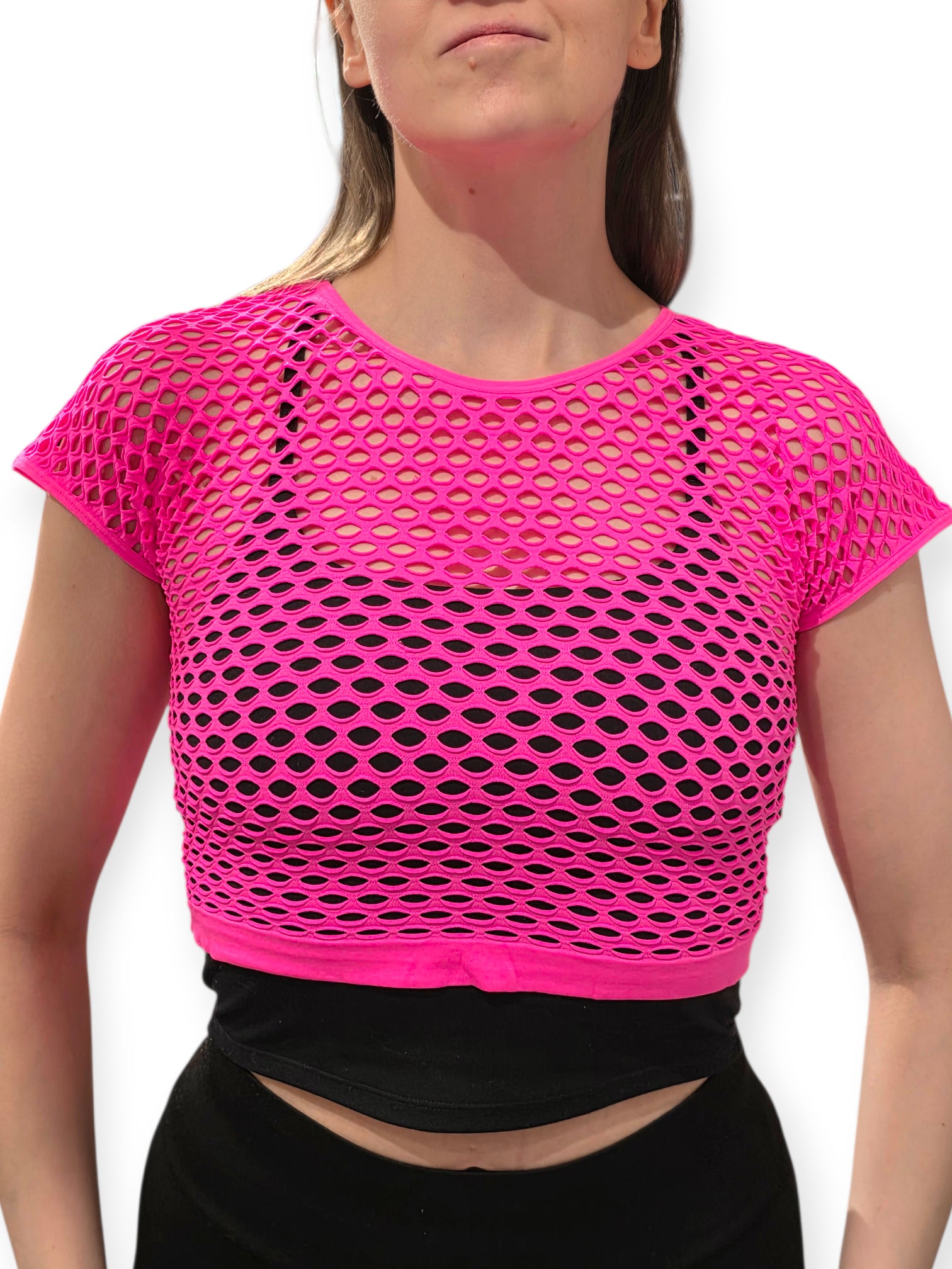 Joustava verkkotoppi, neonpinkki (UV)