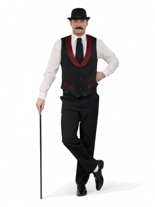 Liivi glitterkauluksella, musta - punainen