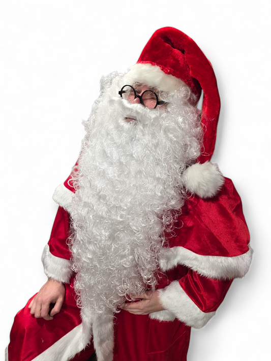 Joulupukin parta ja peruukki Classic Extra Long, kirkas valkoinen