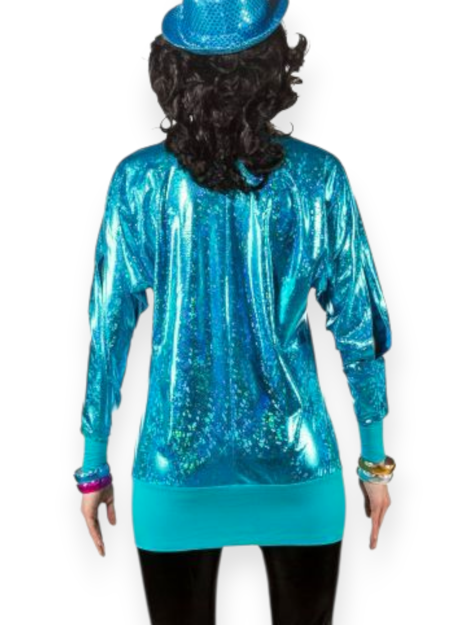 Överikasari lepakkohihapaita, glitterturkoosi (2XL-4XL)