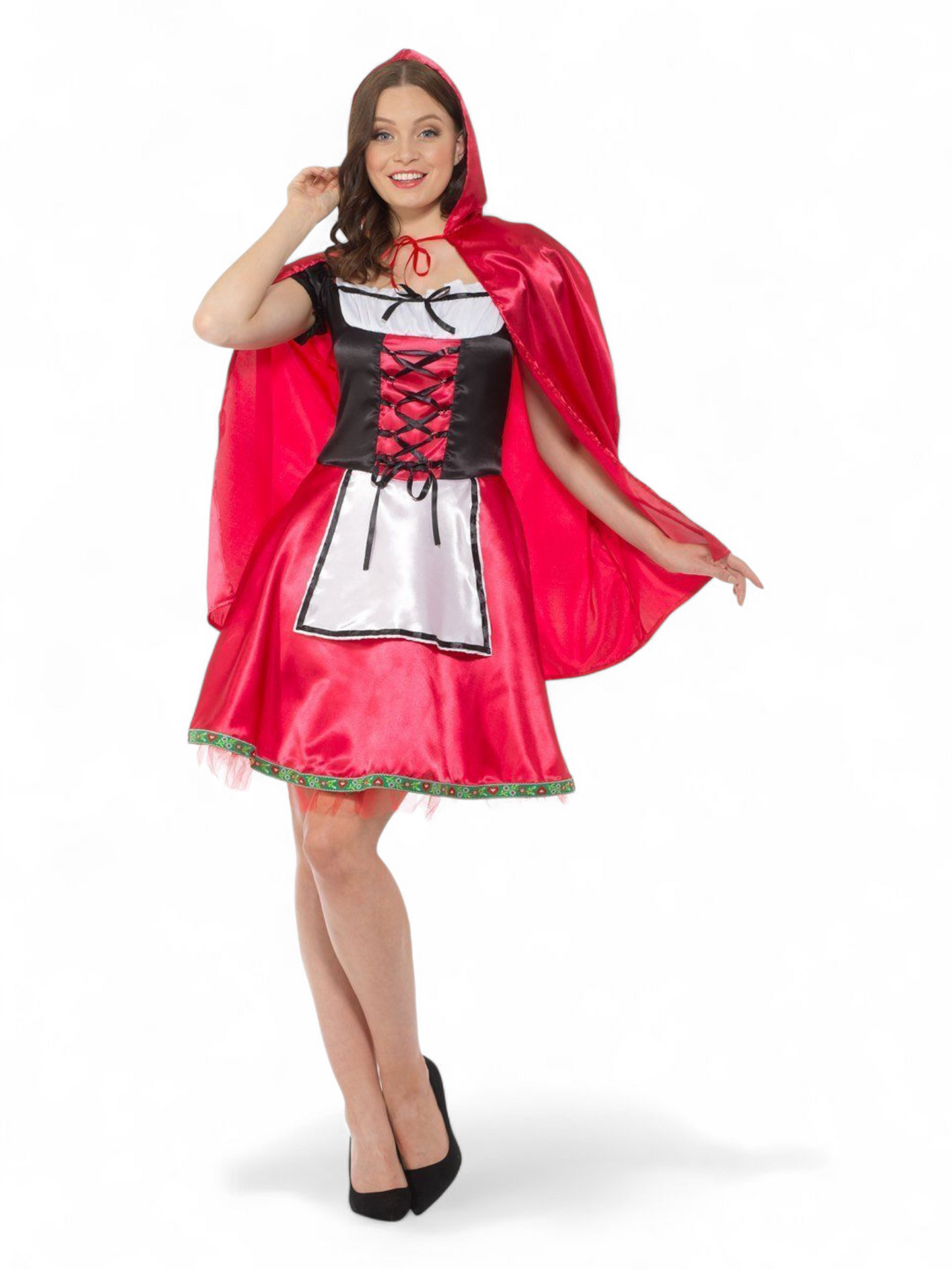 Punahilkka (mekko ja hupullinen viitta)