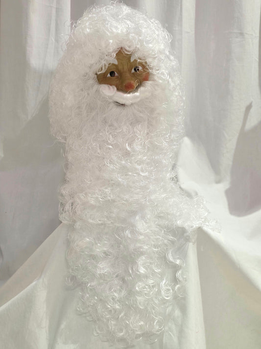 Joulupukin parta ja peruukki Classic Extra Long, kirkas valkoinen