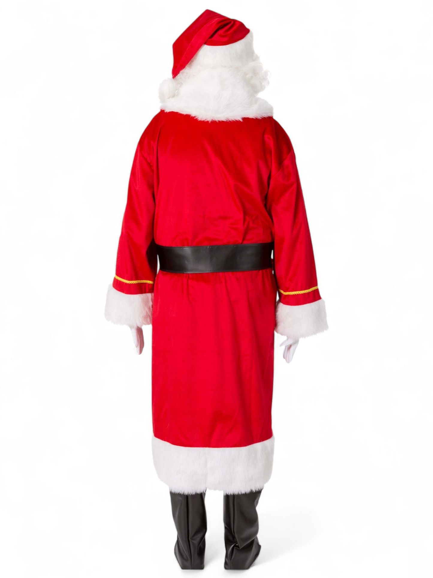 Ammattilaistasoinen joulupukin mantteli kultakirjailuilla (+ vyö ja lakki) Deluxe