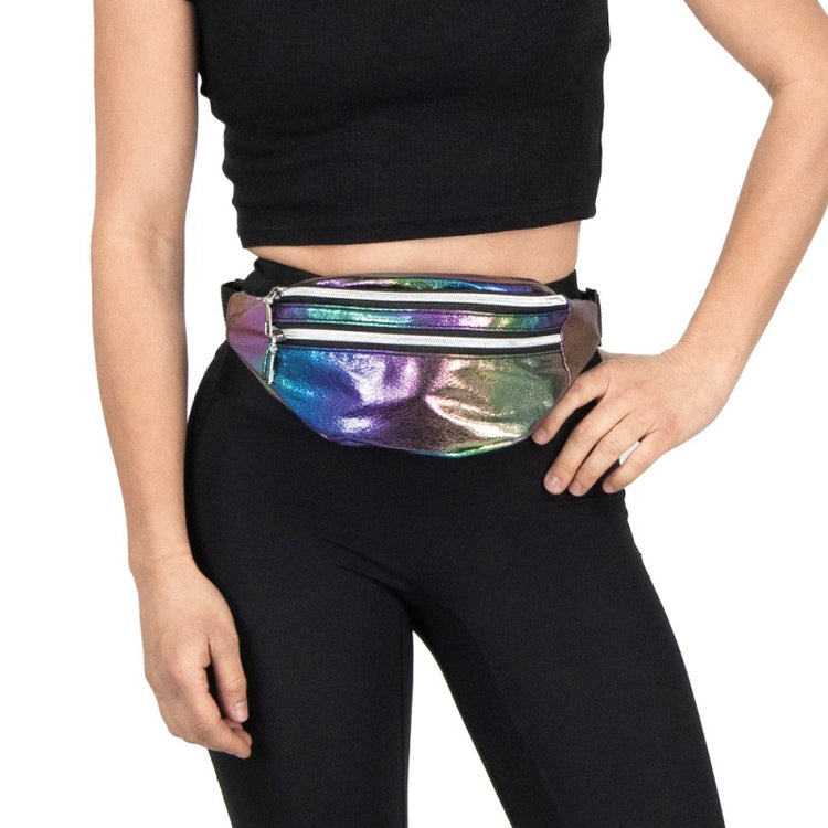 Vyölaukku kahdella taskulla, holografinen oil slick