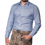 Oktoberfest ruudullinen kauluspaita, sininen (L-3XL)