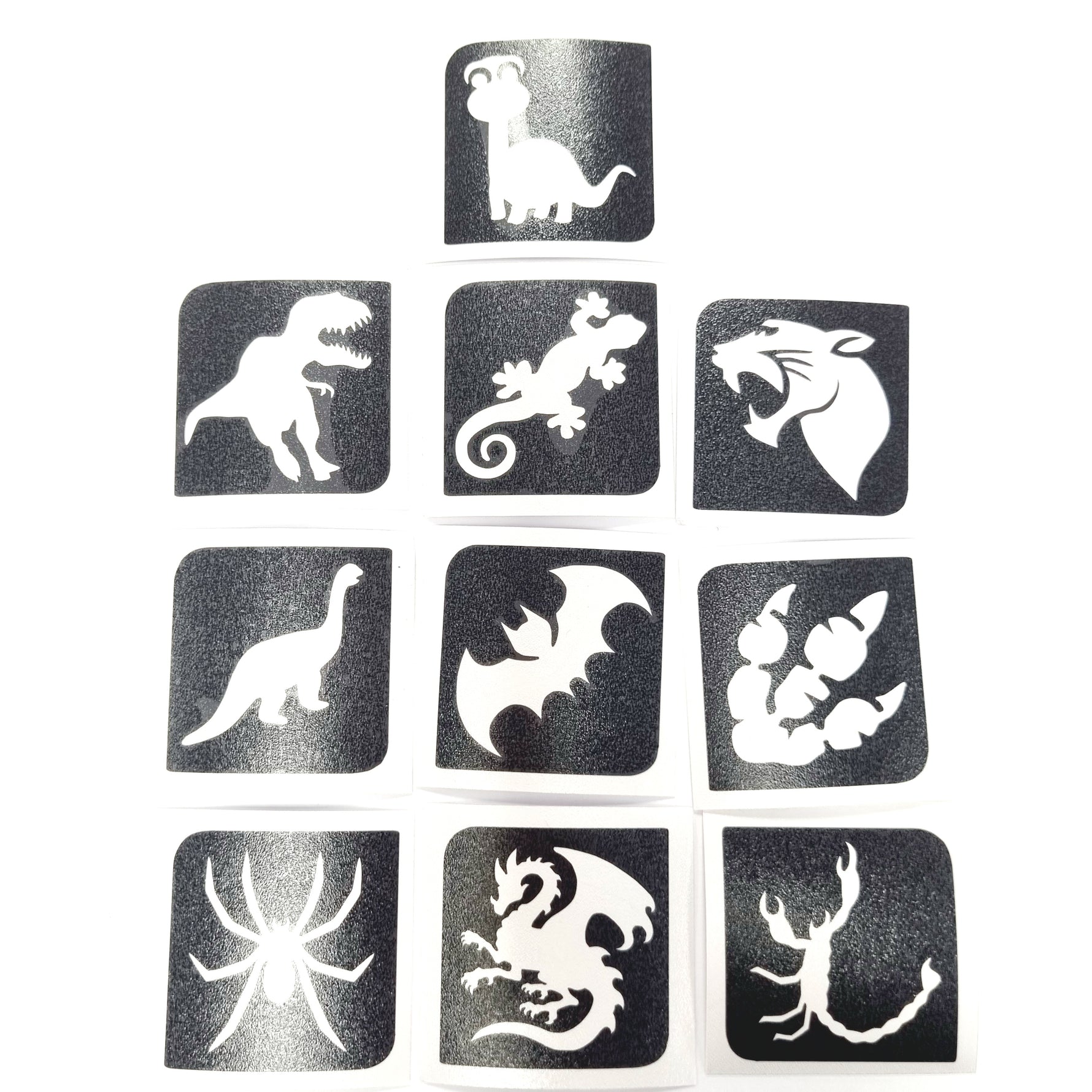 Tarrakiinnitteinen sapluunasetti Dino (10kpl lajitelma)