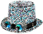 Steampunk paljettisilinteri + gogglesit Sky Blue
