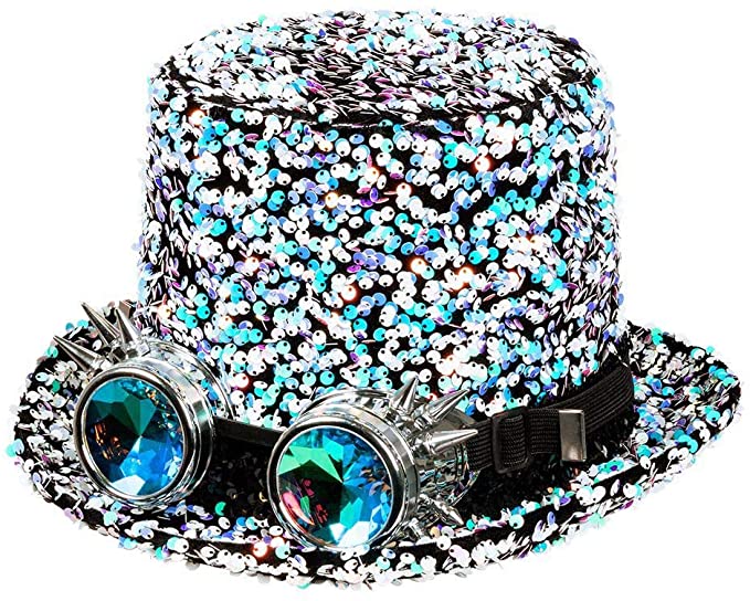 Steampunk paljettisilinteri + gogglesit Sky Blue