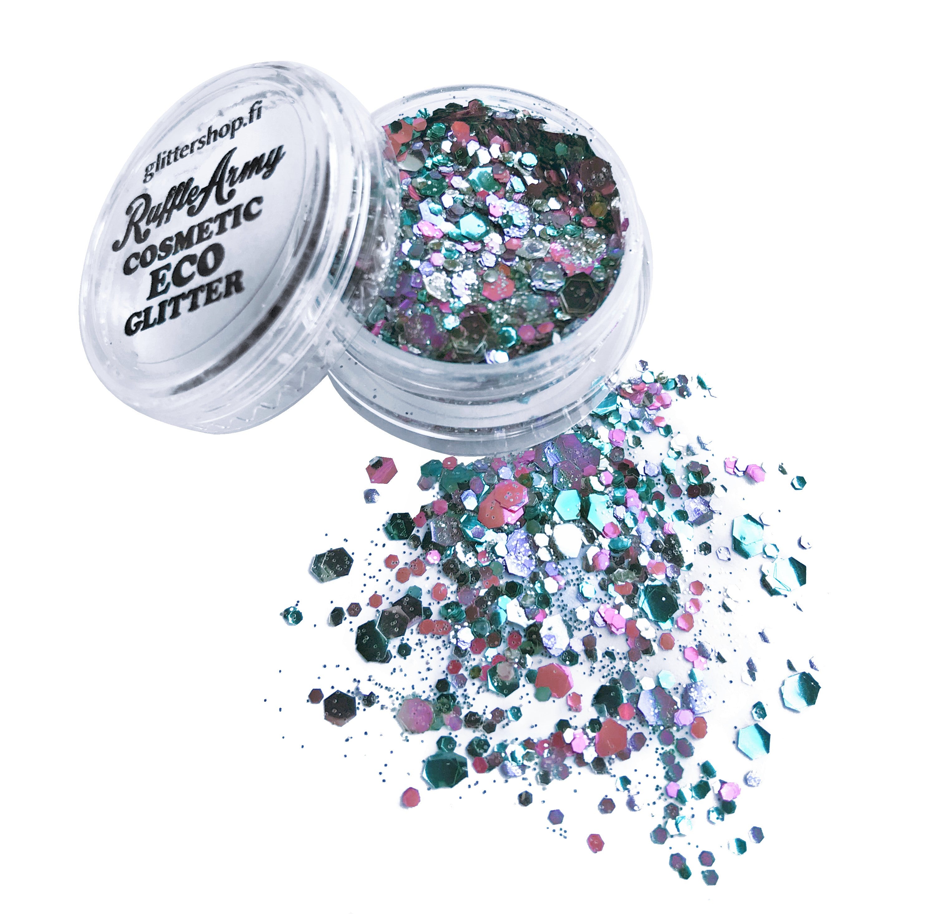 Isokokoiset glitterhiutaleet ja sekoitukset