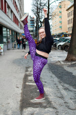 Legginsit Leopard Purple,  extrakorkea vyötärö