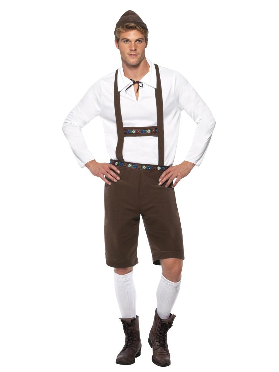 Oktoberfest -asu (housut, paita ja hattu), ruskea