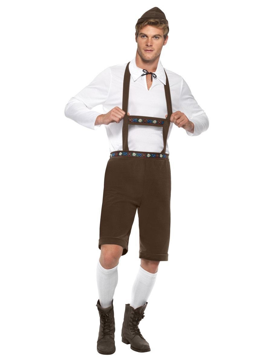 Oktoberfest -asu (housut, paita ja hattu), ruskea