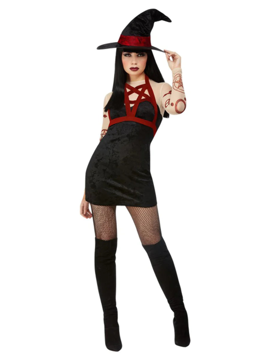 Fever noita-asu (mekko, hattu ja harness) Satanic Witch